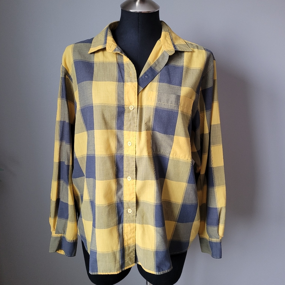 Yellow Diane Von Furstenberg plaid shirt check shirt